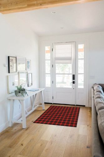 Area Rug 2x3 Feet, Christmas Red Buffalo Plaid Check Rug, Rugs for Living Room Decor Bedroom Decor Kids Room, Non-Slip Living Room Rugs, Comrft Carpet Washable Rug in White Scandinavian Entryway