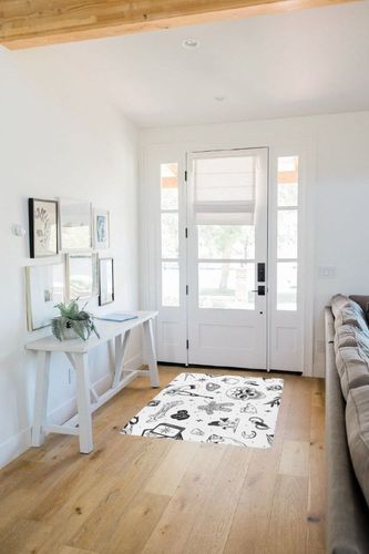 Fluffy Area Rugs 60 x 39 Inches for Women Men, Lightweight Bedroom Living Room Sofa Modern Decoration Carpet Rugs, Non-Slip Girls Playing Mats Black and White Witchcraft Pattern in White Scandinavian Entryway