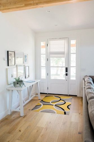 Rugshop Contemporary Abstract Circles Easy Maintenance for Home Office,Living Room,Bedroom,Kitchen Soft Area Rug 3'3" x 5' Yellow in White Scandinavian Entryway