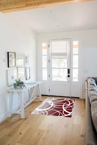 Large Area Rug, Red Ombre Non-Slip Indoor Accent Area Carpet, Modern White Geometric Abstract Art Fluffy Shaggy Runner Rug for Living Room, Bedroom, Kids Room, 2'7"x 5" in White Scandinavian Entryway