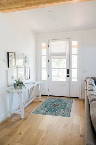 Lahome Oriental 3x5 Area Rug Washable, Bohemian Medallion Vintage Bedroom Throw Rugs Non-Slip Large Bathroom Mat, Low-Profile Soft Indoor Floor Carpet for Hallway Entryway Living Room, Teal in White Scandinavian Entryway