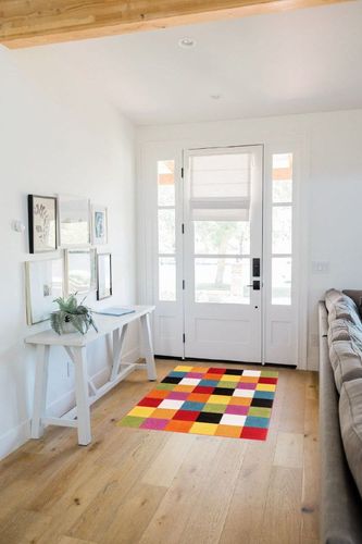 Well Woven Modern Rug Squares Multi Geometric Accent Area Rug (3'3" x 5') Entry Way Bright Kids Room Kitchn Bedroom Carpet Bathroom Soft Durable Area Rug in White Scandinavian Entryway