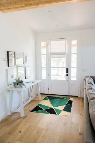 CALLNA Emerald Green Marble Irregular Texture Area Rug, Abstract Black Gold Geometric Lines Machine Washable Indoor Rugs, Indoor Non-Slip Rug, for Room Sofa Living Room Mat Bedroom Home Decor-3' x 5' in White Scandinavian Entryway