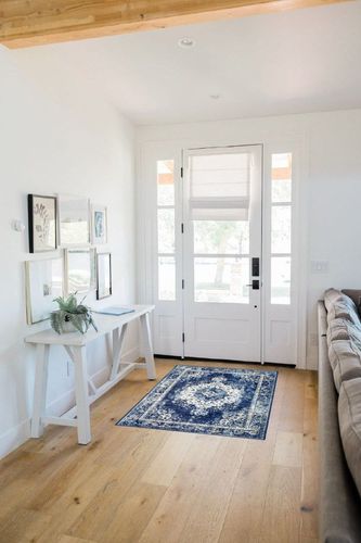 YesRug Blue Rug 3x5 Boho Small Area Rug Washable Vintage Rug for Kitchen Living Room Bedroom Bathroom Office Low Pile Non Slip Indoor Floor Carpet in White Scandinavian Entryway