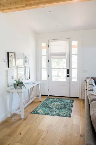 Moynesa Ultra-Thin Washable Vintage Area Rug - 3x5 Boho Entry Throw Rug Non-Slip Oriental Medallion Bedroom Mat Non-Shedding Indoor Floor Carpet for Living Laundry Room, Teal/Mutil in White Scandinavian Entryway