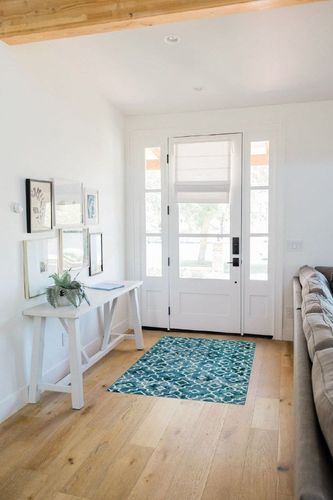 Wonnitar Moroccan Washable Area Rug - 3x5 Teal Distressed Entry Rug Living Room Modern Geometric Non-Slip Throw Rug Faux Wool Floor Carpet for Bathroom Laundry Bedroom Office Entrance Dining in White Scandinavian Entryway