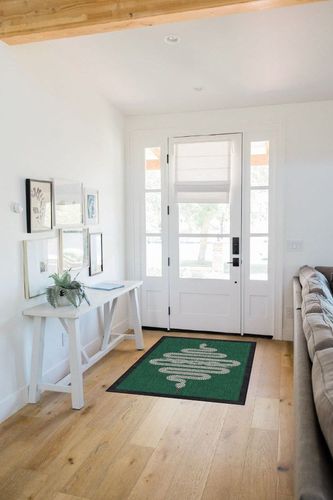 RUGGABLE x Jonathan Adler Washable Rug - Perfect Modern Area Rug for Living Room Bedroom Kitchen - Child Friendly - Stain & Water Resistant - Venom Emerald 3'x5' (Standard Pad) in White Scandinavian Entryway
