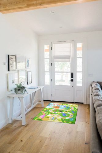 Chicrug Kids Dinosaur Playmats Educational Area Rugs, Kids Play Mat Carpet for Learning Numbers, Animals and Words for Children's Room Playroom Nursery, Kid's Floor Play Rug for Bedroom, 3x5 Feet in White Scandinavian Entryway