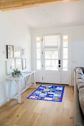 Terrug Kids Rugs ABC Alphabet Carpet Playmat, Word Educational Area Rug, Non Slip Cute Cartoon Daycare Supplies, Kids Gift for Playroom, Classroom, Bedroom and Nursery (3x5 Feet) in White Scandinavian Entryway