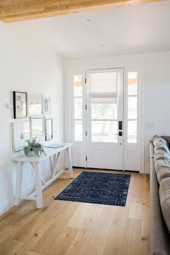 Wonnitar Washable Runner Rug for Kitchen,2'6"x8' Moroccan Blue Hallway Carpet Runner,Non-Slip Long Geometric Rustic Entryway Floor Runner Soft Throw Mat for Bedroom Bathroom Closet in White Scandinavian Entryway