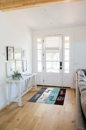 Indoor Area Rug, Laundry Room Non Slip Carpet Pad Bathroom Mat, Wash Dry Fold Repeat Splicing Colorful Wood Kitchen Runner Area Rug for Bedroom/Living Room/Kids Room 3'x5' in White Scandinavian Entryway