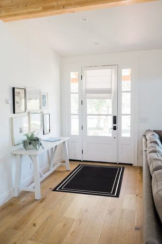 Nourison Essentials Indoor/Outdoor Solid Bordered Black Ivory 3' x 5' Area Rug, Easy Cleaning, Non Shedding, Bed Room, Living Room, Dining Room, Backyard, Deck, Patio (3x5) in White Scandinavian Entryway