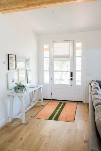 Chouhan Rugs Natural Jute Green Lined Rug Bohemian Rug Decor Rug Handwoven Rug Custom Rug Decorative Rug in White Scandinavian Entryway