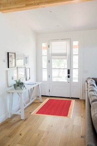 Durrie India Bohemian Collection Area Rug 3' x 5' Natural Fiber Collection Handmade Boho Fringe Woven Jute Area Rugs for Living Room,Bedroom Decorative Rug (Red) in White Scandinavian Entryway