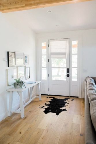 Flash Furniture Barstow Collection Area Rug - Black Faux Cowhide Print - 3' x 5' Polyester Backing - Vegan & Cruelty Free - Living Room, Bedroom, Entryway in White Scandinavian Entryway