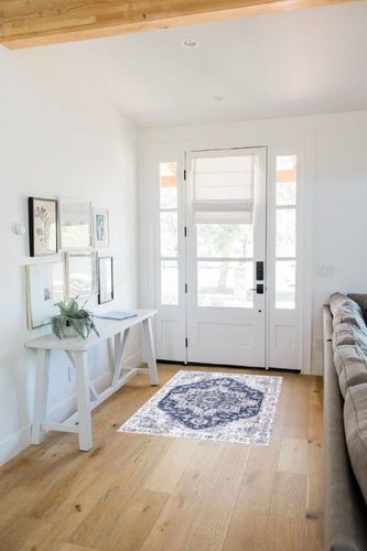 Auemtyn Area Rug,3x5 Washable Rug for Living Room, Rug with Anti-Slip Backing, Vintage Rug for Bedroom,Ultra-Thin Boho Farmhouse Rug for Home Decor(3'x5',Blue) in White Scandinavian Entryway