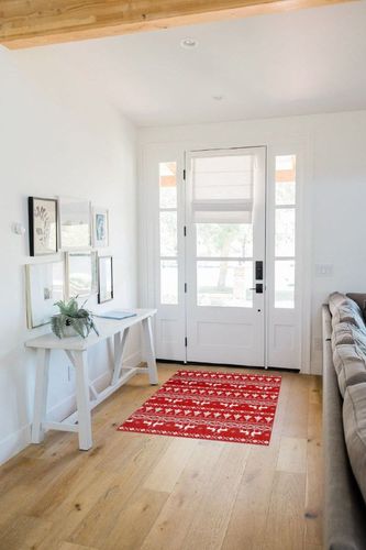 GAOMON Rugs for Living Room Christmas Room Decor Red Rug Washable Rugs Non Slip Carpet 3x5 Rug Bohemian Rug Floor Mat Low Pile Rugs for Bedroom Nursery Classroom Rugs 3'x5' Red 3 in White Scandinavian Entryway