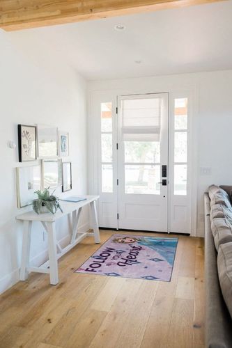 Gertmenian Disney Frozen “Follow Your Heart” Area Rug | Suitable for Classroom, Nursery, Bedroom, or Play Area | Ideal for Toddlers, Babies, and Young Children | 40x54in Medium, Pink 19836 in White Scandinavian Entryway