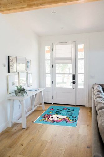 Gertmenian Nick Jr. JoJo Siwa Area Rug, Girls Home Decor Suitable for Classroom, Nursery, Bedroom, or Play Area, Ideal for Kids and Young Children 40x54in Blue/Teal, One of a Kind Unicorn 19839 in White Scandinavian Entryway