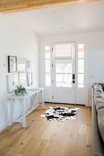 Cow Print Rug 110cmx75cm Faux Cowhide Area Carpet Animal Print Mat for Living Room Bedroom Non-Slip (Cow,Small) in White Scandinavian Entryway