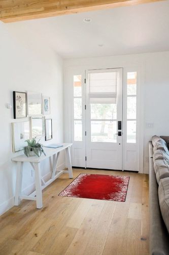 Christmas Red Area Carpet,3x4ft,White Snowflakes On Red Background Modern Art Suitable for Christmas Party Home Party Decoration Living Room Entrance Bedroom Dining Room Non-Slip Washable in White Scandinavian Entryway