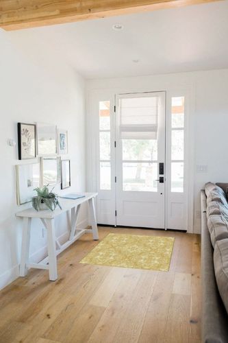 Brumlow MILLS Tallie Washable Traditional Neutral Geometric Print Pattern Indoor or Outdoor Area Rug for Living or Dining Room, Bedroom, Kitchen Rugs or Entryway Carpet, 30" x 46", Gold in White Scandinavian Entryway