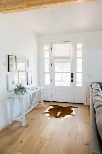 BENRON Cowhide Rug 3x4ft Area Rug Ultra-Thin Cow Hide Rug Skid Proof Cow Print Rugs for Bedroom Carpets Table Topper Wall Decor Cute Animal Rug Western Industry Style,Khaki Brown in White Scandinavian Entryway