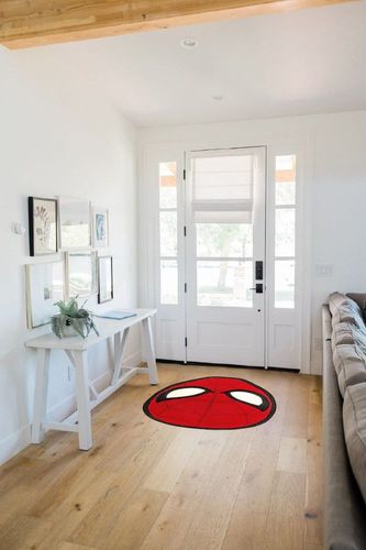 Marvel Spider-Man Mask Printed Area Rug | Indoor Floor Mat, Accent Rugs For Living Room and Bedroom, Home Decor For Kids Playroom | Comic Book Gifts And Collectibles | 52 x 35 Inches in White Scandinavian Entryway