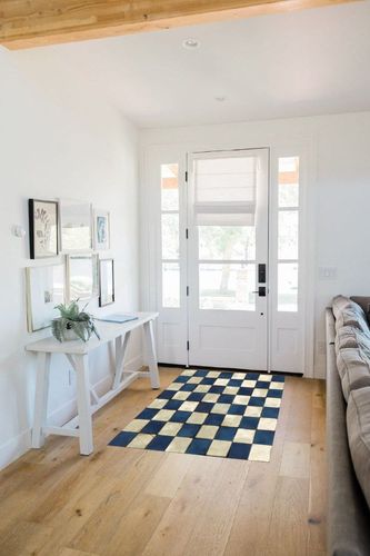 Blue White Cube Lattice Kids Rugs, 3D Tile Art Indoor Carpet, Felt Material with Anti-Slip Backing for Living Room Bedroom Room Boy Girl Room Nursery, 3ft x 6ft in White Scandinavian Entryway