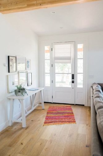 NAQSH Chindi Area Rag Rug 3.5x6 Feet - Eco Friendly 100% Recycled Cotton Colorful Reversible Runner Rugs, Multicolor Hand Woven Home Collection (Orange Chindi Runner) in White Scandinavian Entryway
