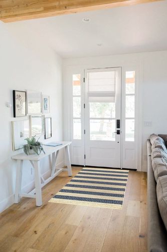 nuLOOM Alisia flatweave Striped Jute Runner Rug, 2' 6" x 6', Denim in White Scandinavian Entryway