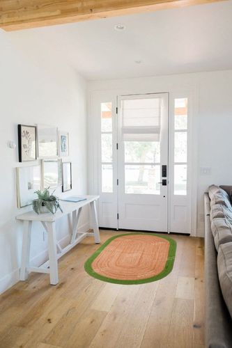 Chouhan Rugs Natural Jute Green Bordered Rug Bohemian Rug Decor Rug Handwoven Rug Custom Rug Decorative Rug in White Scandinavian Entryway