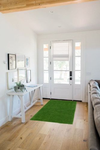 SAFAVIEH Vista Collection Area Rug - 3'3" x 6', Green, Handmade Faux Grass, Indoor/Outdoor & Washable, Ideal for Patio, Backyard, Mudroom (VST100A-36) in White Scandinavian Entryway