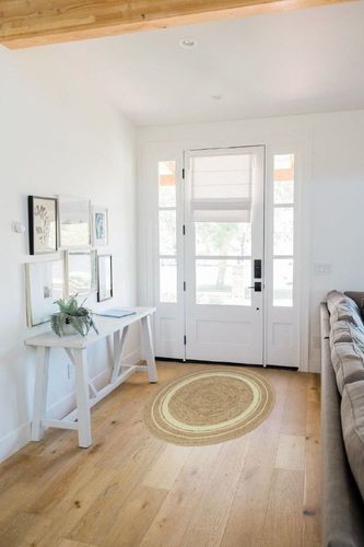 The Knitted Co. 100% Jute Area Rug Approx 6 Feet - Braided Design Hand Woven Natural White Rings Carpet - Home Decor for Living Room Hallways - Round Natural Fibers in White Scandinavian Entryway