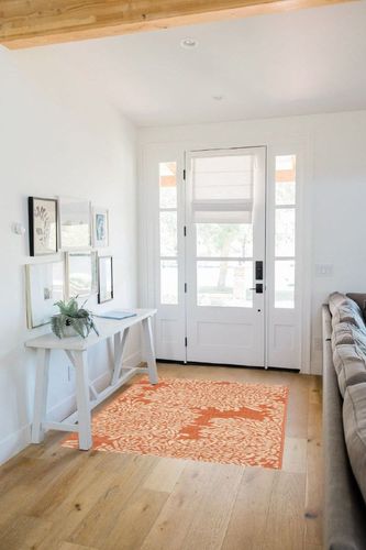 Safavieh Martha Stewart Msr4125A 4'0" x 5'7" Terracotta / Beige Area Rug in White Scandinavian Entryway