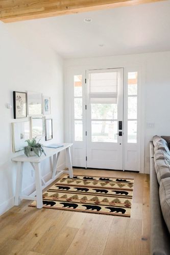 Rustic Lodge, Bear Cabin 4x5 Area Rug, 3'11"x5'3" Multi 7482 in White Scandinavian Entryway