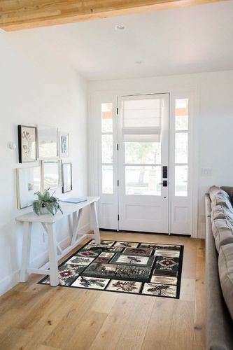 Carpet King Cabin Style Area Rug Rustic Western Country Bear Elk Deer Bear Wildlife Lodge Native Design 386 (3 Feet 10 Inch X 5 Feet 2 Inch) in White Scandinavian Entryway