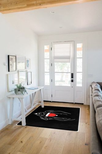 LIICHEES Christmas Deer Head Cap Area Rug 63x48in Washable Rugs for Living Room Bedroom Large Rug Indoor Decorative Carpet Yoga Mat in White Scandinavian Entryway