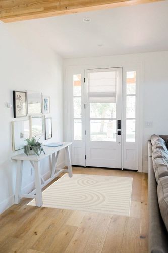 LUXE WEAVERS Modern Geometric Cream 4x5 Area Rug, High Low Texture Carpet in White Scandinavian Entryway