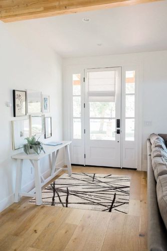 Leesentec Area Rugs Soft Modern Rug Carpet Geometric Stripe Rug Non Slip Imitation Cashmere Rug for Bedroom Living Room Floor Mat (3.9' * 5.2', Stripe) in White Scandinavian Entryway