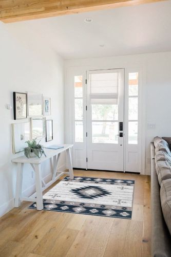 Well Woven Southwestern Rodrigo 3'11" x 5'3" Blue Area Rug in White Scandinavian Entryway