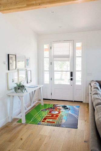 Jay Franco Disney Mickey Mouse Strike, Curve, Goal Kids Room Rug - Large Area Rug Measures 4 x 5 Feet (Offical Disney Product) in White Scandinavian Entryway