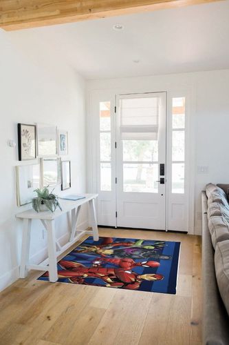 Jay Franco Marvel Avengers Odd Squad Kids Room Rug - Large Area Rug Measures 4 x 5 Feet - Featuring Spiderman, Iron Man, Black Panther, Gamora, & Groot in White Scandinavian Entryway