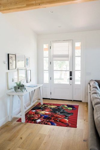 Marvel Avengers Full Assault Kids Room Rug - Large Area Rug Measures 4 x 5 Feet - Featuring Spiderman, Iron Man, Black Panther, Gamora, & Groot (Offical Marvel Product) in White Scandinavian Entryway