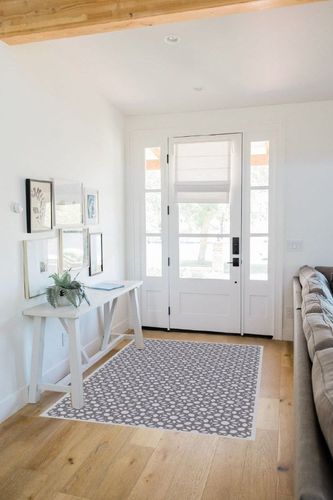 Caedon Geometric Farmhouse Indoor / Outdoor Non-Slip Rug Dakota Fields Rug Size ... in White Scandinavian Entryway