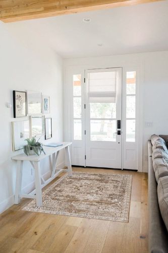 Cara Border Kakhi Area Rug Sand & Stable Rug Size: Rectangle 4' x 6' in White Scandinavian Entryway