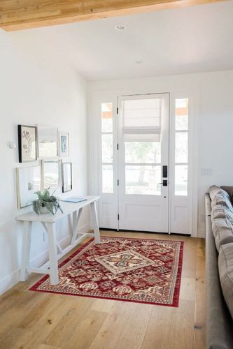 Deneen Farmhouse Traditional Red Area Rug Bungalow Rose Rug Size: Rectangle 4' x 6' in White Scandinavian Entryway