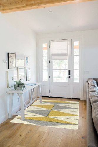 Balta Levine Yellow 4 ft. 4 in. x 6 ft. Geometric Indoor Area Rug in White Scandinavian Entryway