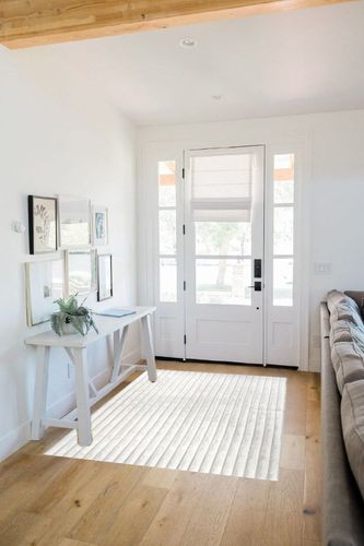 nuLOOM Kai Stripe Faux Rabbit Machine Washable Area Rug, 4x6, White in White Scandinavian Entryway