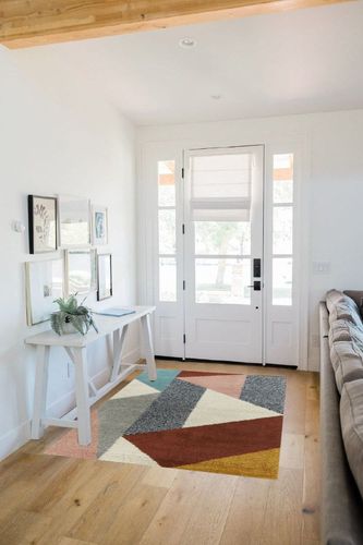 Satterlee Geometric Orange/Gray/Brown Area Rug Mercury Row Rug Size: Rectangle 4 ... in White Scandinavian Entryway